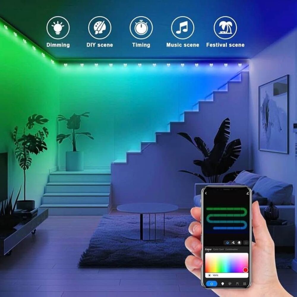 LemonRole String Downlights, Smart RGB+IC+WW LED String Lights  Alexa, - Picture 5 of 10
